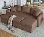 Load image into Gallery viewer, 3 Seater Sofa Bed With Cushions, L-Shaped with Storage (Grey, 210x160x95 cm)