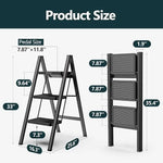 Load image into Gallery viewer, 3-Step Folding Ladder – Heavy-Duty Steel, Anti-Slip Pedals, 150kg Load Capacity (Black)