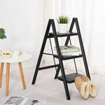 Load image into Gallery viewer, 3-Step Folding Ladder – Heavy-Duty Steel, Anti-Slip Pedals, 150kg Load Capacity (Black)