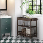Load image into Gallery viewer, 3-Tier Acacia Wood Kitchen Trolley with Wheels