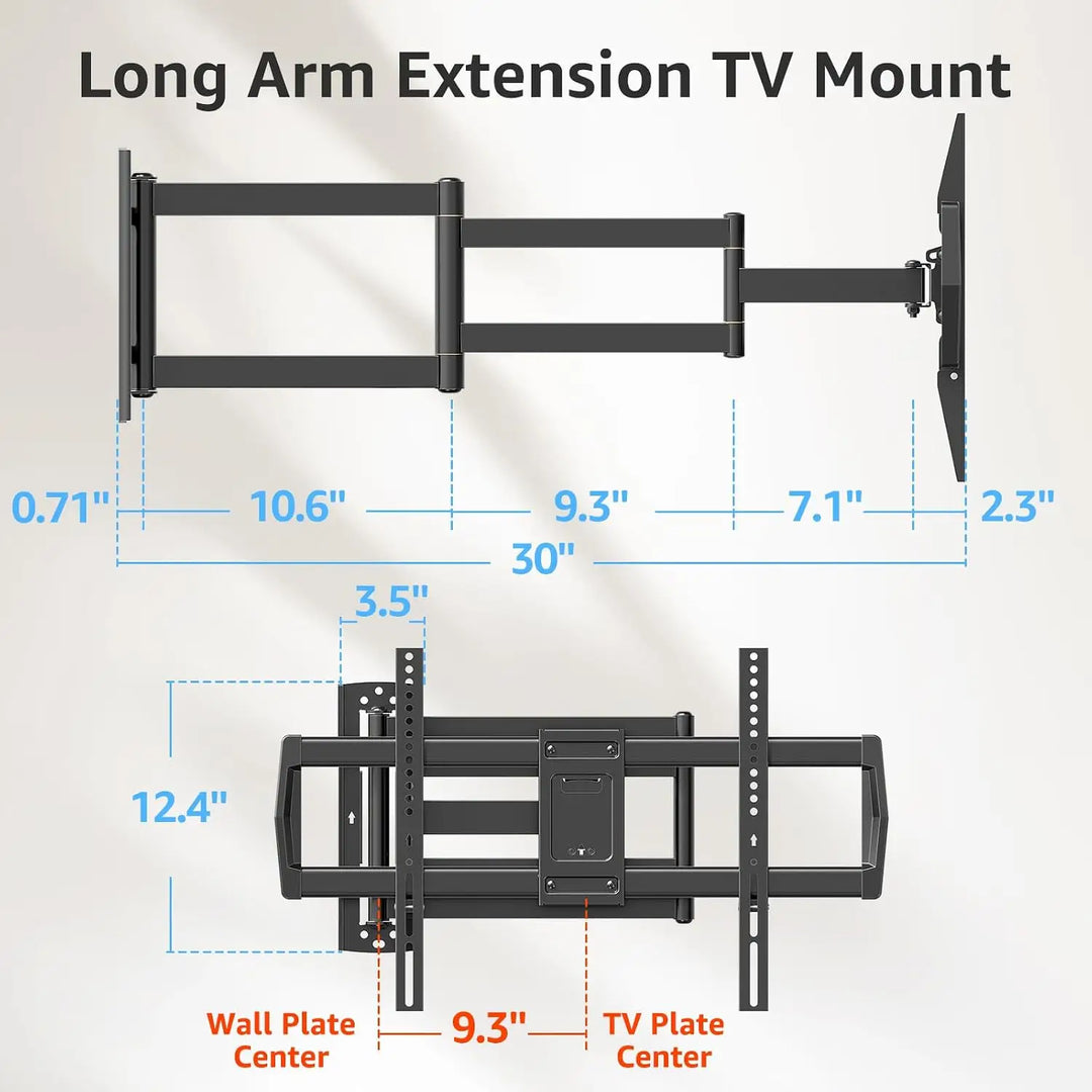 30 Inch Long Arm TV Wall Mount for Most 42-75 Inch TVs, Full Motion Corner Wall Mount TV Bracket with Extension & Tilt & Swivel Articulating Arm, Max VESA 600x400mm and Up to 99 lbs