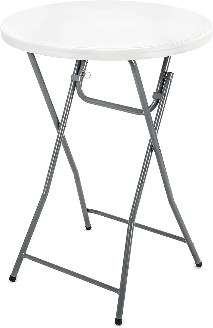 32" Round Cocktail Table: Plastic High-Top, Bar Height with Locking Steel Frame - Perfect for Indoor/Outdoor-GCC Home Center