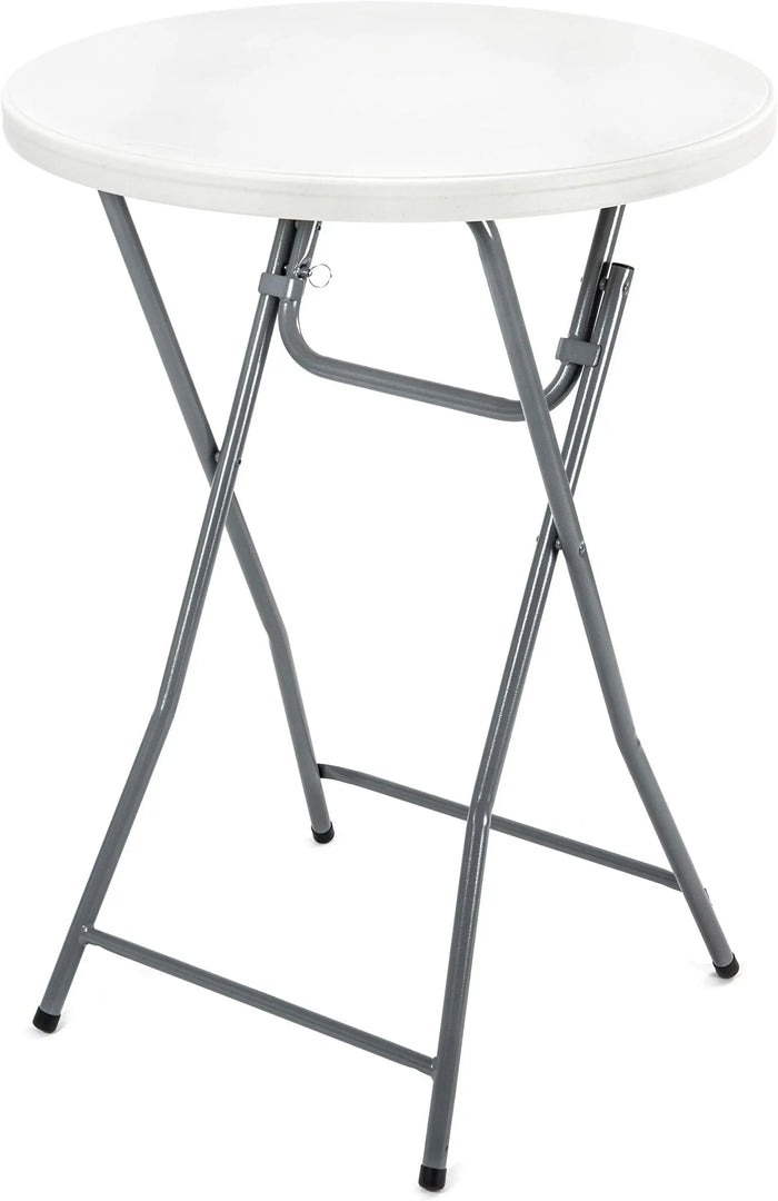 32" Round Cocktail Table: Plastic High-Top, Bar Height with Locking Steel Frame - Perfect for Indoor/Outdoor-GCC Home Center