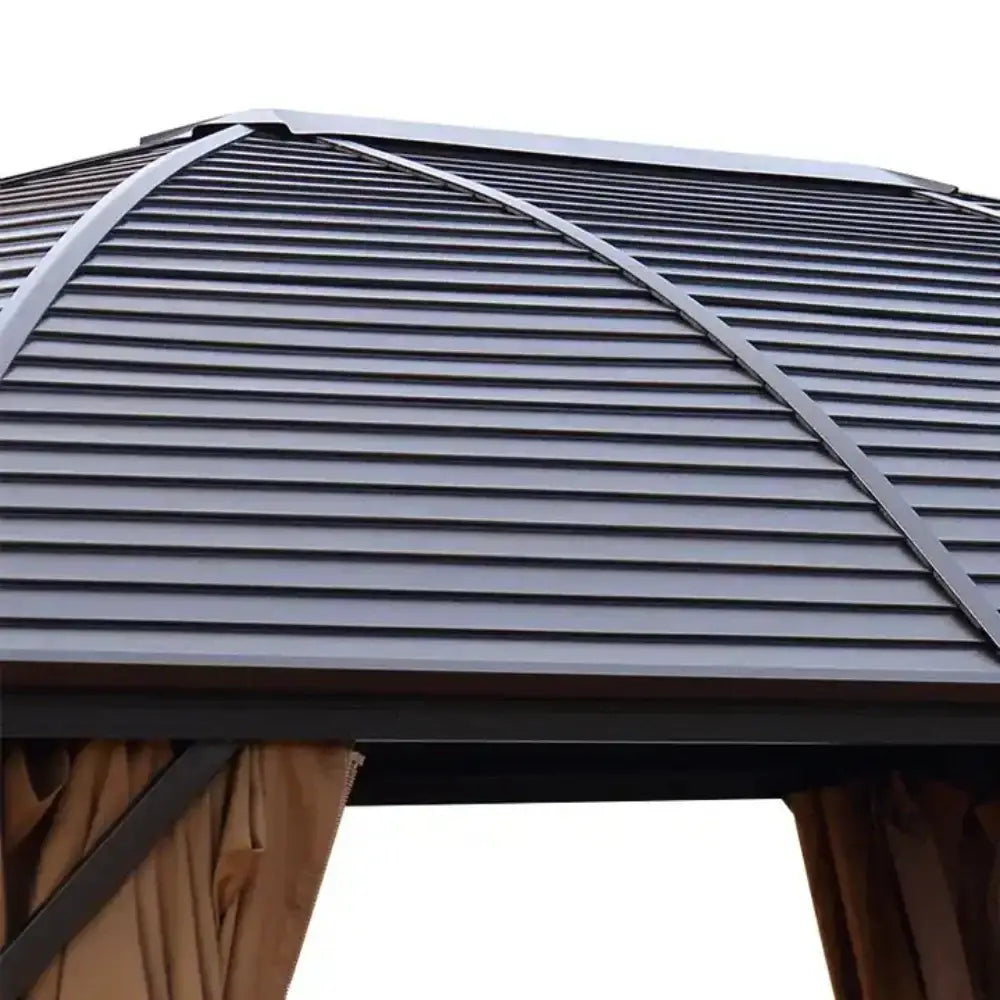3x4m Rectangular Roof Aluminum Gazebo Brown-GCC Home Center
