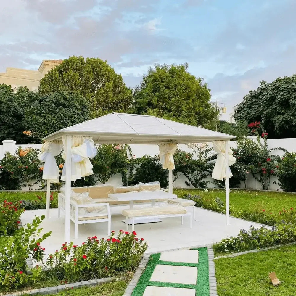 3x4m Rectangular Roof Aluminum Gazebo – White-GCC Home Center