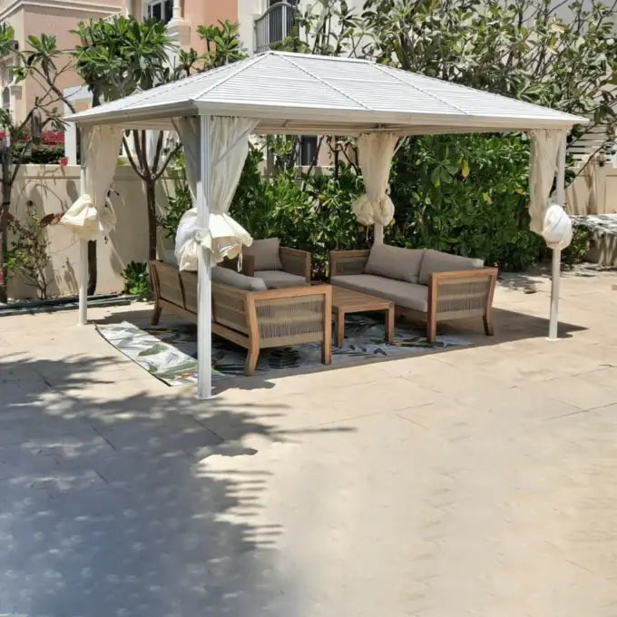 3x4m Rectangular Roof Aluminum Gazebo – White-GCC Home Center