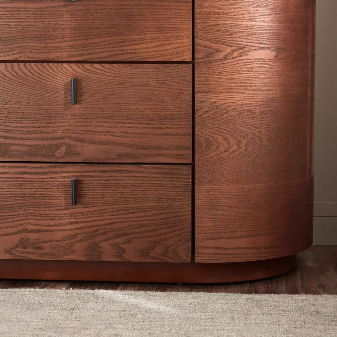 4-Drawer Dresser with Mirror, Unique Shape Vanity Table-GCC Home Center