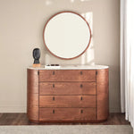 Load image into Gallery viewer, 4-Drawer Dresser with Mirror, Unique Shape Vanity Table-GCC Home Center