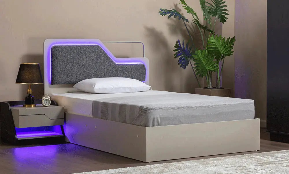 4 Pics Wooden Teens Bedroom Set - White & Gray
