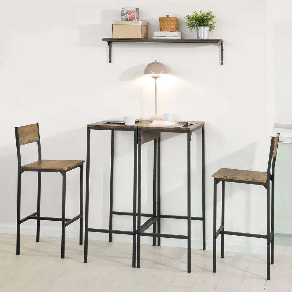 4-Piece Contemporary Bar Table and Stool Set – Space-Saving Design with Durable MDF and Steel Frame-GCC Home Center