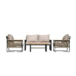Load image into Gallery viewer, 4-Piece Outdoor Aluminum Sofa Set with Coffee Table and Cushion