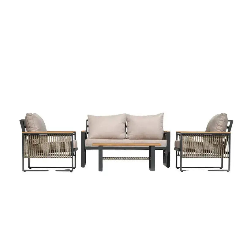 4-Piece Outdoor Aluminum Sofa Set with Coffee Table and Cushion
