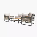 Load image into Gallery viewer, 4-Piece Outdoor Aluminum Sofa Set with Coffee Table and Cushion