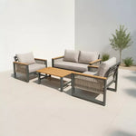 Load image into Gallery viewer, 4-Piece Outdoor Aluminum Sofa Set with Coffee Table and Cushion