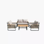 Load image into Gallery viewer, 4-Piece Outdoor Aluminum Sofa Set with Coffee Table and Cushion