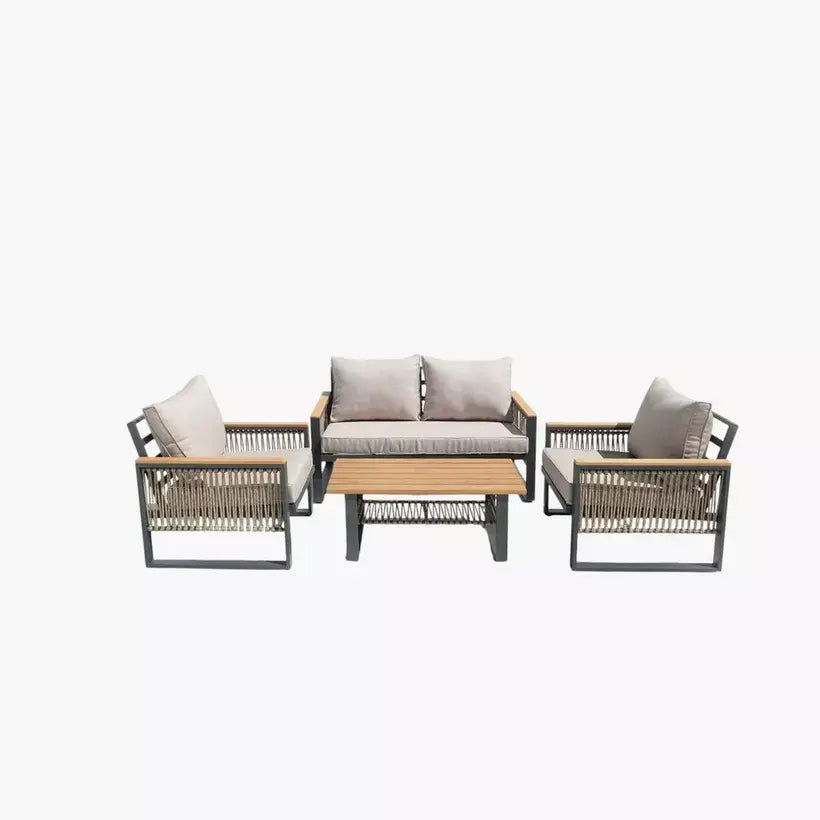 4-Piece Outdoor Aluminum Sofa Set with Coffee Table and Cushion