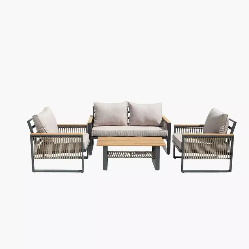 4-Piece Outdoor Aluminum Sofa Set with Coffee Table and Cushion