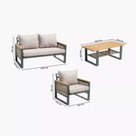Load image into Gallery viewer, 4-Piece Outdoor Aluminum Sofa Set with Coffee Table and Cushion