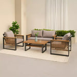 Load image into Gallery viewer, 4-Piece Outdoor Aluminum Sofa Set with Coffee Table and Cushion
