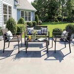 Load image into Gallery viewer, 4-Piece Outdoor Garden Furniture Set – 3 Comfortable Chairs with Matching Coffee Table for Balcony, Patio, Terrace &amp; Garden