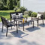 Load image into Gallery viewer, 4-Piece Outdoor Garden Furniture Set – 3 Comfortable Chairs with Matching Coffee Table for Balcony, Patio, Terrace &amp; Garden