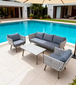 Load image into Gallery viewer, 4-Piece Outdoor Sofa Set with Table &amp; Waterproof Cushions – Weather-Resistant Patio Furniture for UAE Gardens, Balconies &amp; Terraces