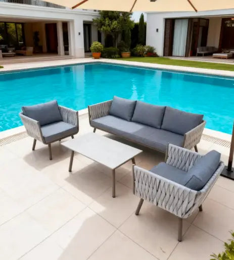 4-Piece Outdoor Sofa Set with Table & Waterproof Cushions – Weather-Resistant Patio Furniture for UAE Gardens, Balconies & Terraces