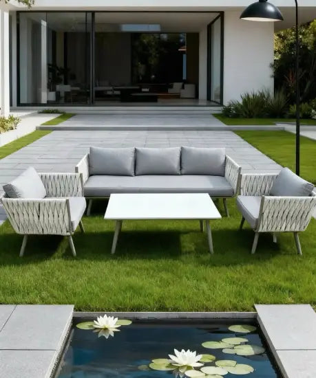 4-Piece Outdoor Sofa Set with Table & Waterproof Cushions – Weather-Resistant Patio Furniture for UAE Gardens, Balconies & Terraces
