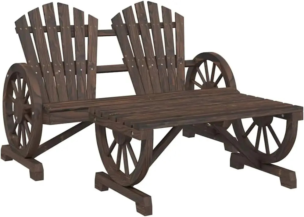 4-Piece Solid Wood Garden Lounge Set – Rustic Outdoor Seating Collection with 2 Chairs, Bench & Coffee Table**