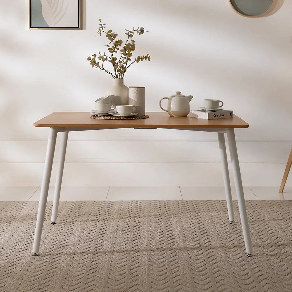 4-Seater Dining Set – Oak & White