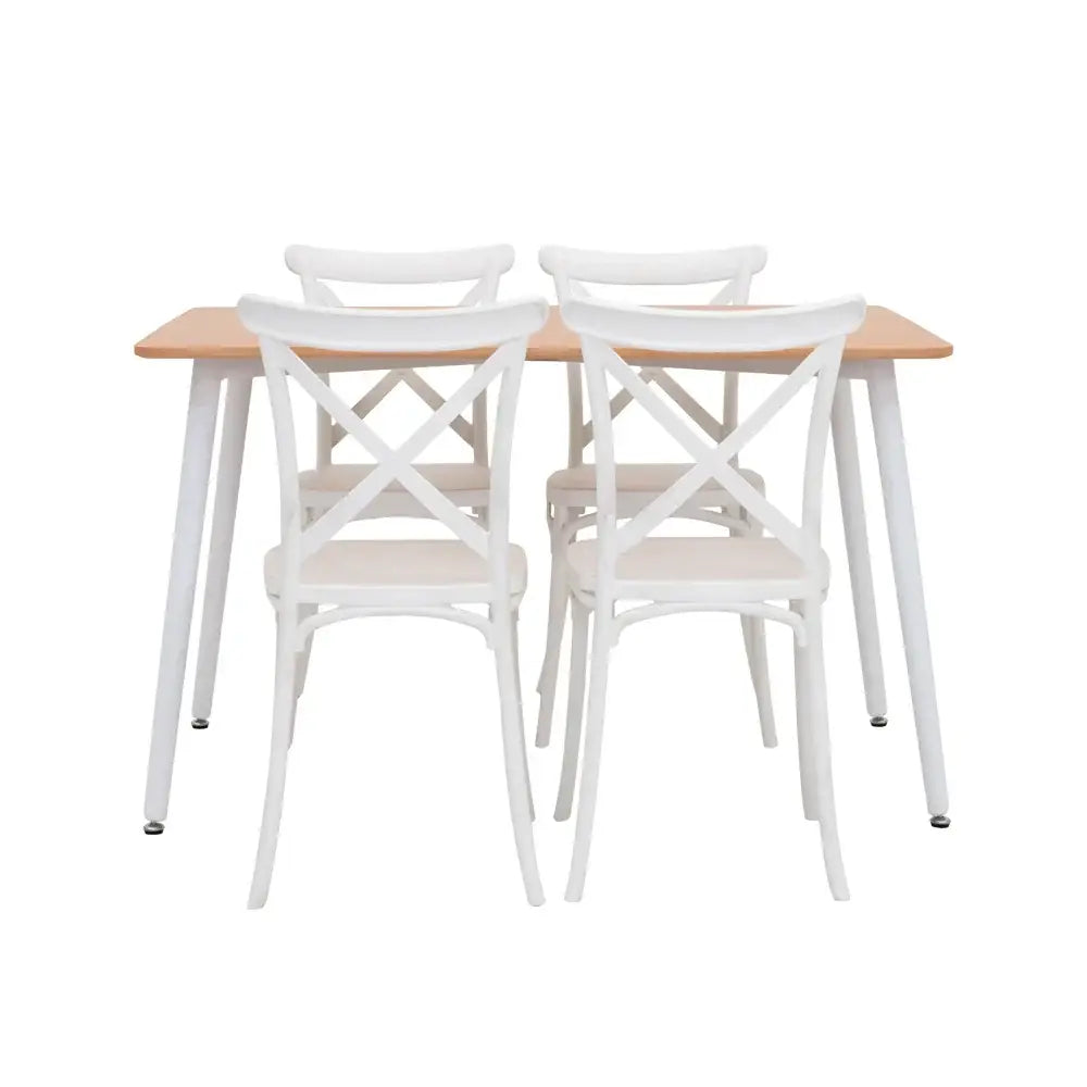 4-Seater Dining Set – Oak & White