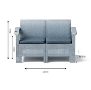 4-Seater Outdoor Sofa Set with Coffee Table & Grey Cushions – Rattan-Style Weather-Resistant Patio Furniture