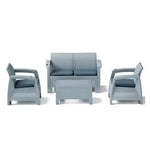 Load image into Gallery viewer, 4-Seater Outdoor Sofa Set with Coffee Table &amp; Grey Cushions – Rattan-Style Weather-Resistant Patio Furniture