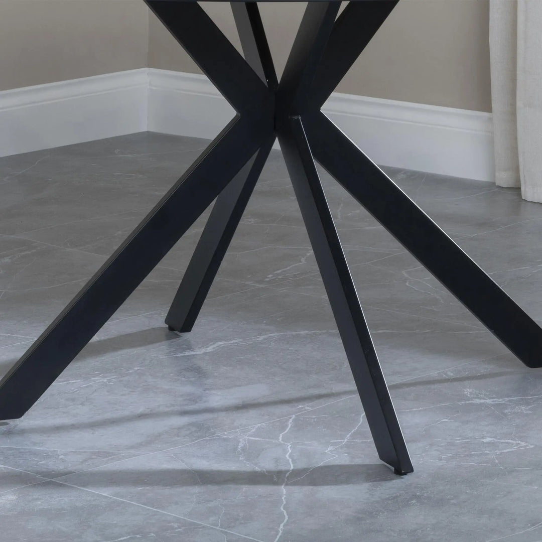 4 Seater Round Dining Table with Black Spider Legs-GCC Home Center