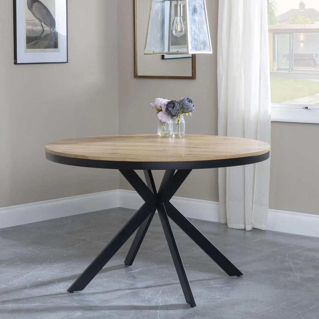 4 Seater Round Dining Table with Black Spider Legs-GCC Home Center