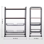 Load image into Gallery viewer, 4-Tier Rolling Kitchen Storage Trolley with 2 Shelves &amp; 2 Mesh Baskets – Space-Saving Organizer Cart