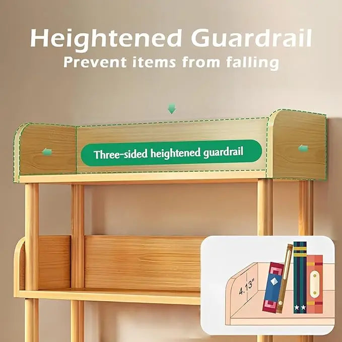 4-Tier Wooden Open Bookcase (Oak) – Modern Bookshelf with Solid Wood Frame
