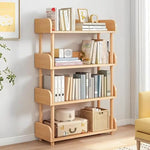 Load image into Gallery viewer, 4-Tier Wooden Open Bookcase (Oak) – Modern Bookshelf with Solid Wood Frame