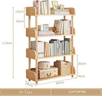 Load image into Gallery viewer, 4-Tier Wooden Open Bookcase (Oak) – Modern Bookshelf with Solid Wood Frame