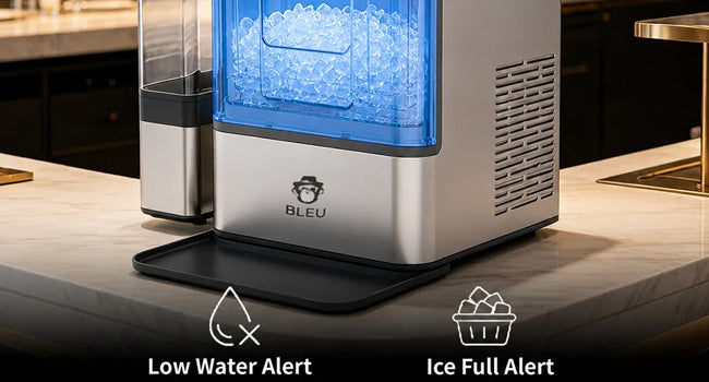 Portable Countertop Nugget Ice Maker Machine with Self-Cleaning Dual Water Tank Quiet 45dB Compressor 38lbs Daily Ice