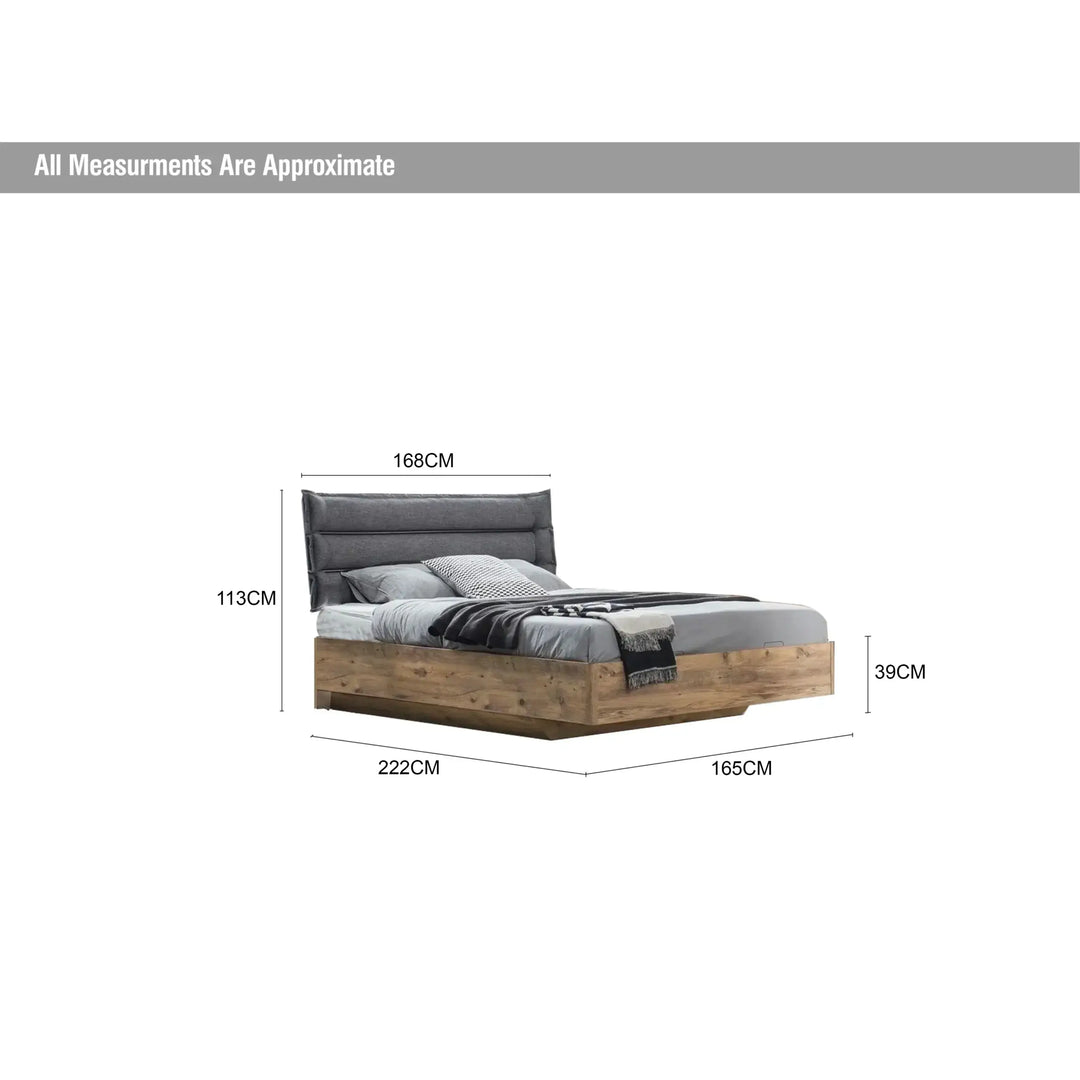 5 Pcs Queen Bedroom Set (With Hydraulic Storage) – Brown