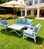 Load image into Gallery viewer, 5-Piece Aluminum Outdoor Sofa Set with Up and Down Table ,Waterproof Beige Cushions, Patio Furniture For Garden,Balcony And Villa