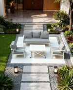 Load image into Gallery viewer, 5-Piece Aluminum Outdoor Sofa Set with Up and Down Table ,Waterproof Beige Cushions, Patio Furniture For Garden,Balcony And Villa