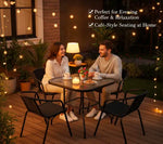 Load image into Gallery viewer, 5-Piece Black Garden Dining Set – Outdoor Table with Tempered Glass Top &amp; 4 Designer Chairs, Weather-Resistant Patio, Balcony &amp; Terrace Furniture**