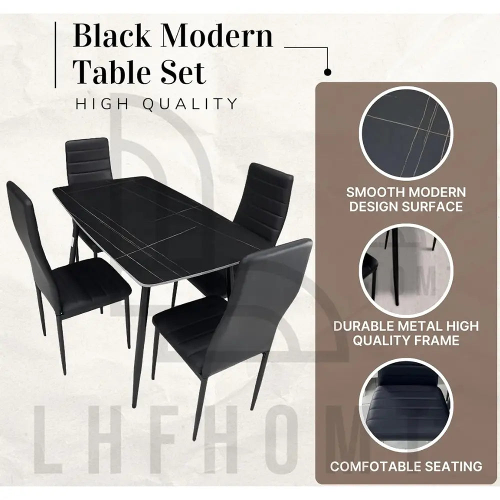 5-Piece Modern Dining Table Set with Rectangular Table & 4 Chairs – Sleek, Durable Design for Home & Dining Room-GCC Home Center