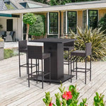 Load image into Gallery viewer, 5-Piece Rattan Patio Bar Set – Outdoor Wicker Furniture with Storage Shelf, Dining Table-GCC Home Center