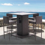 Load image into Gallery viewer, 5-Piece Rattan Patio Bar Set – Outdoor Wicker Furniture with Storage Shelf, Dining Table-GCC Home Center