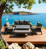 Load image into Gallery viewer, 5-Seater Aluminum Outdoor Sofa Set with High Dining Table &amp; Bench – Weather-Resistant Patio Furniture for Garden, Balcony &amp; Poolside