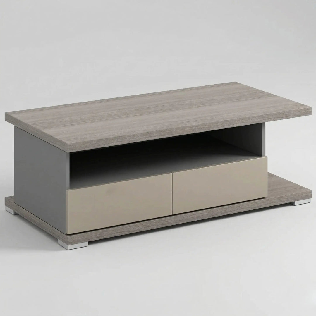 55 inch Wide Rectangle Coffee Table for Office Room , Double-Deck Design | Spacious Storage