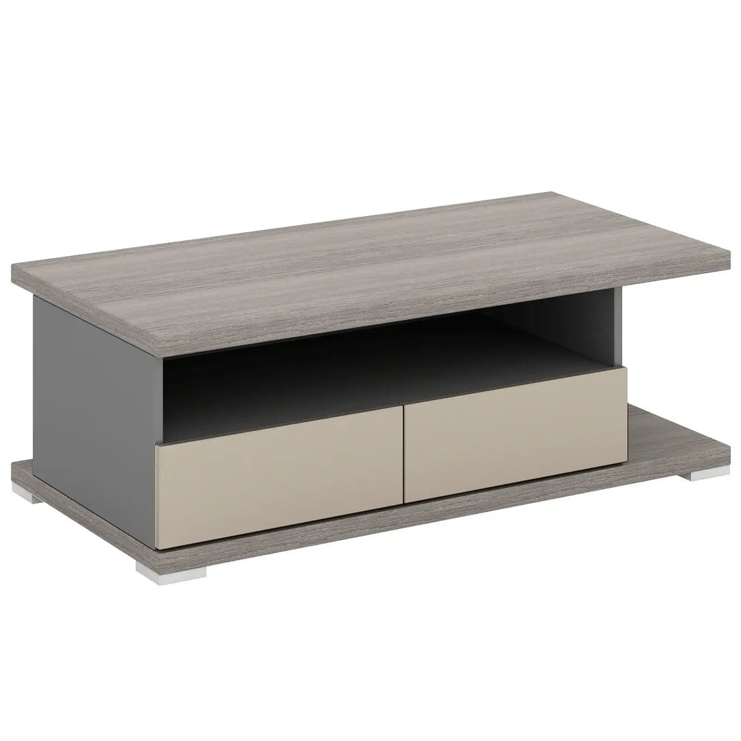 55 inch Wide Rectangle Coffee Table for Office Room , Double-Deck Design | Spacious Storage